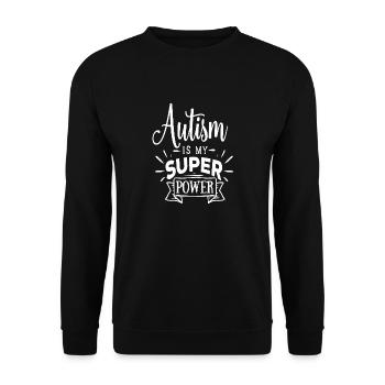 Autismus ist meine Superkraft! Geschenk - Unisex Pullover - Schwarz - Vorne - Alina (178cm) & Michal (187cm)