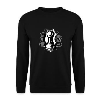 Pièces d'échecs - cadeau de sport - Sweat-shirt Unisexe - noir - Devant - Alina (178cm) & Michal (187cm)