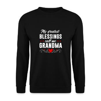 My greatest blessing call me grandma - Unisex Pullover - Schwarz - Vorne - Alina (178cm) & Michal (187cm)