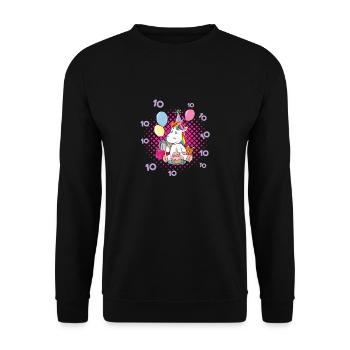 10th Birthday Shirt Girl Unicorn - Unisex Sweatshirt - black - Front - Alina (178cm) & Michal (187cm)