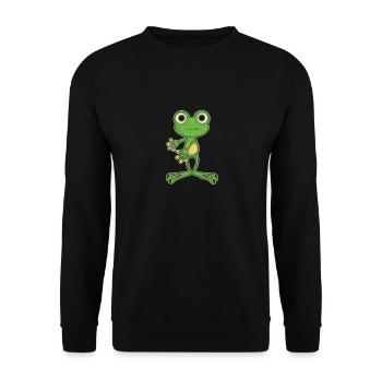 Floss Dance Move Frosch - Unisex Pullover - Schwarz - Vorne - Alina (178cm) & Michal (187cm)