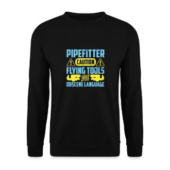 Pipefitter's Caution - Unisex Sweatshirt - black - Front - Alina (178cm) & Michal (187cm)