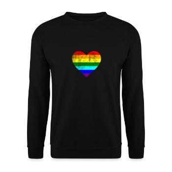 Coeur LGTB Pride gay gay arc-en-ciel - Sweat-shirt Unisexe - noir - Devant - Alina (178cm) & Michal (187cm)