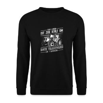 Traktor Shirt · Landwirtschaft · Rote Traktoren - Unisex Pullover - Schwarz - Vorne - Alina (178cm) & Michal (187cm)