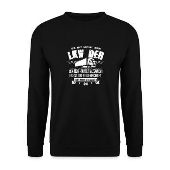 Lastwagen Shirt · LKW-Fahrer · LKW Leidenschaft - Unisex Pullover - Schwarz - Vorne - Alina (178cm) & Michal (187cm)