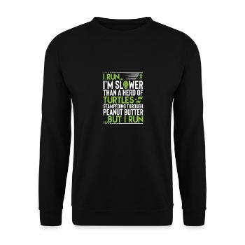 Running Slow - Unisex Sweatshirt - black - Front - Alina (178cm) & Michal (187cm)
