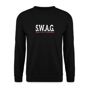 Swag - Single mit guten Freunden - Unisex Pullover - Schwarz - Vorne - Alina (178cm) & Michal (187cm)