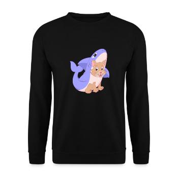 Cute cat in shark costume shirt gift cats - Unisex Sweatshirt - black - Front - Alina (178cm) & Michal (187cm)