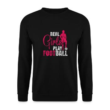 Vraies filles jouent au football féminin de football - Sweat-shirt Unisexe - noir - Devant - Alina (178cm) & Michal (187cm)