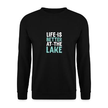 Das Leben ist besser am See - Unisex Pullover - Schwarz - Vorne - Alina (178cm) & Michal (187cm)