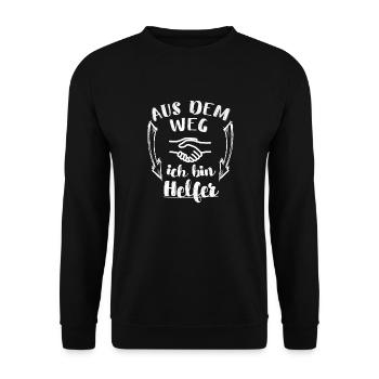 Helfer Freiwilliger Ersthelfer Veranstaltung Fest - Unisex Pullover - Schwarz - Vorne - Alina (178cm) & Michal (187cm)