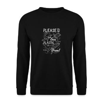 Please Keep the Sea Plastic Free Marine Animals - Unisex Sweatshirt - black - Front - Alina (178cm) & Michal (187cm)