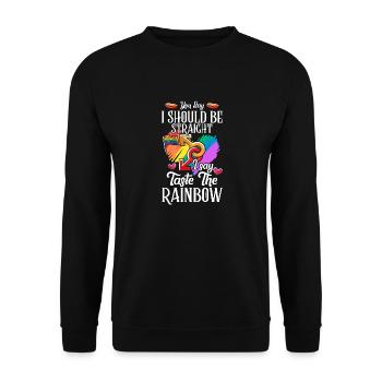 Button The Rainbow Gay Pride LGBT LGBTQ Gift - Unisex Sweatshirt - black - Front - Alina (178cm) & Michal (187cm)