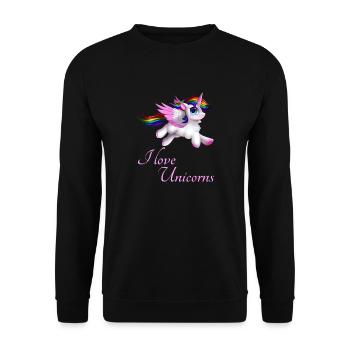 I love unicorns - Unisex Sweatshirt - black - Front - Alina (178cm) & Michal (187cm)