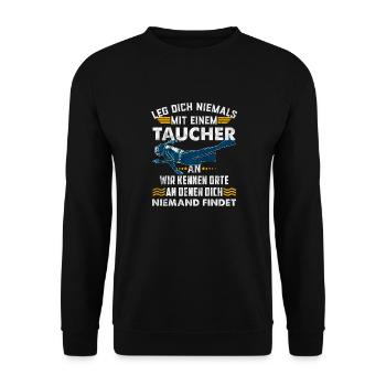 Taucher Tauchen - Unisex Pullover - Schwarz - Vorne - Alina (178cm) & Michal (187cm)