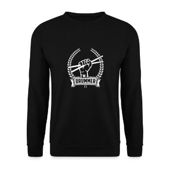 Geschenk Schlagzeuger Drummer Schlagzeugspieler - Unisex Pullover - Schwarz - Vorne - Alina (178cm) & Michal (187cm)