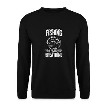 Fischen Atmung cooles Geschenk - Unisex Pullover - Schwarz - Vorne - Alina (178cm) & Michal (187cm)