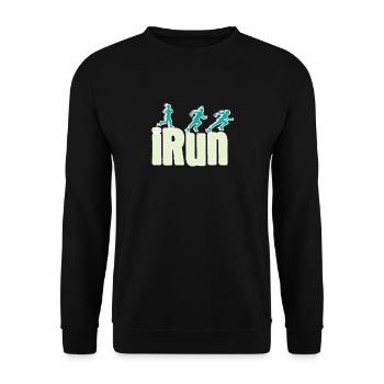 iRun Jogging Runner Marathon Gift Athlete - Unisex Sweatshirt - black - Front - Alina (178cm) & Michal (187cm)