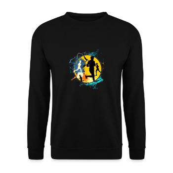 Running Sport Jogger Freizeitsport Geschenk Laufen - Unisex Pullover - Schwarz - Vorne - Alina (178cm) & Michal (187cm)