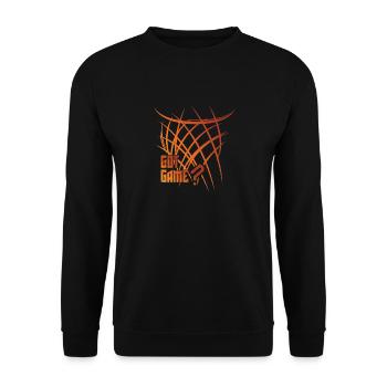 Basketball Spruch Geschenk abstrakt Korbleger - Unisex Pullover - Schwarz - Vorne - Alina (178cm) & Michal (187cm)