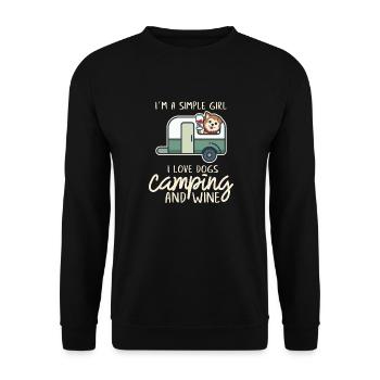 Je suis une fille simple J'aime les chiens, le camping et le vin - Sweat-shirt Unisexe - noir - Devant - Alina (178cm) & Michal (187cm)