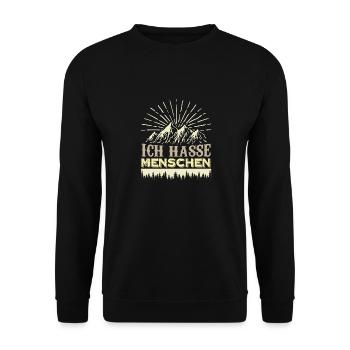 Ich hasse menschen - Unisex Pullover - Schwarz - Vorne - Alina (178cm) & Michal (187cm)