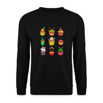 Halloween Cupcake Muffin Kuchen Backen Süßigkeiten - Unisex Pullover - Schwarz - Vorne - Alina (178cm) & Michal (187cm)