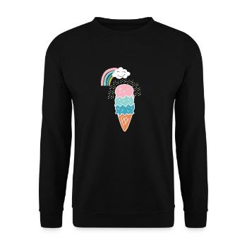 Niedliches Regenbogen-Eiscreme-Geschenk - Unisex Pullover - Schwarz - Vorne - Alina (178cm) & Michal (187cm)