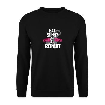Eat Sleep Crush Cancer Repeat Familien Geschenk - Unisex Pullover - Schwarz - Vorne - Alina (178cm) & Michal (187cm)