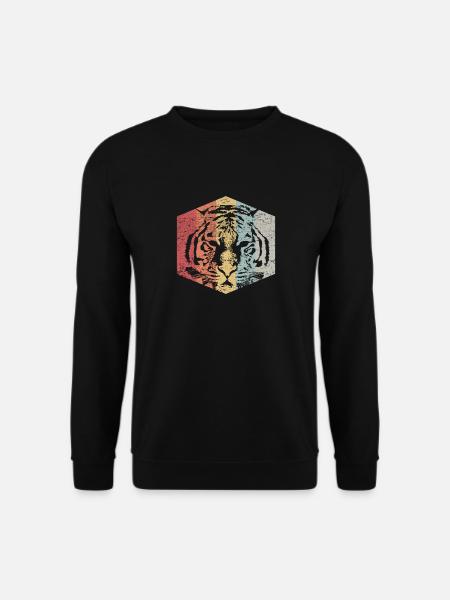 Retro Gesicht eines Tigertiergeschenks - Unisex Pullover - Schwarz