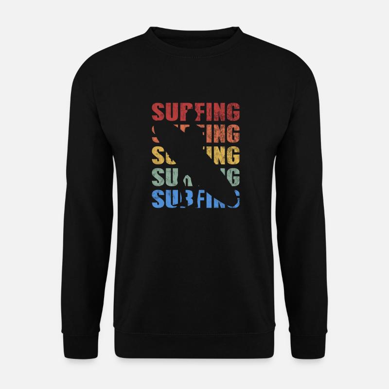 Retro Vintage Style Surfing Surfer Surfboard - Unisex Pullover - Schwarz