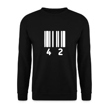 codebar 42, barcode, the answer to all questions - Unisex Sweatshirt - black - Front - Alina (178cm) & Michal (187cm)