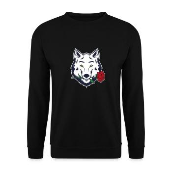 White Rose Wolf Casanova Werewolf Gift - Unisex Sweatshirt - black - Front - Alina (178cm) & Michal (187cm)