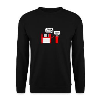 Floppy USB Stick What gift idea - Unisex Sweatshirt - black - Front - Alina (178cm) & Michal (187cm)