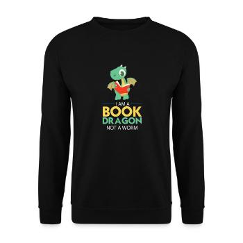 Bookworm Books Reading Dragon T-Shirt Gift - Unisex Sweatshirt - black - Front - Alina (178cm) & Michal (187cm)