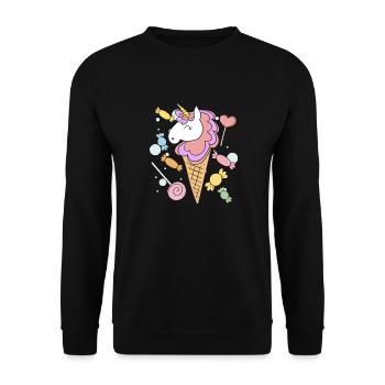 Licorne, glace et bonbons - Sweat-shirt Unisexe - noir - Devant - Alina (178cm) & Michal (187cm)