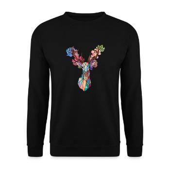 Cerf fleuri - Sweat-shirt Unisexe - noir - Devant - Alina (178cm) & Michal (187cm)