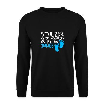 Stolzer Vater geworden, es ist ein Junge - Unisex Pullover - Schwarz - Vorne - Alina (178cm) & Michal (187cm)