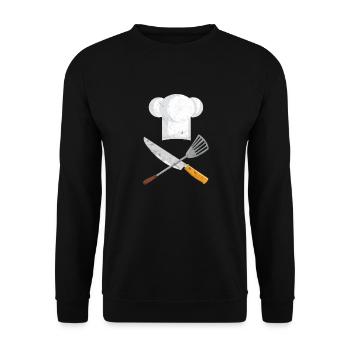 Couteau Chef Chef Chef Couteau Poêle - Sweat-shirt Unisexe - noir - Devant - Alina (178cm) & Michal (187cm)