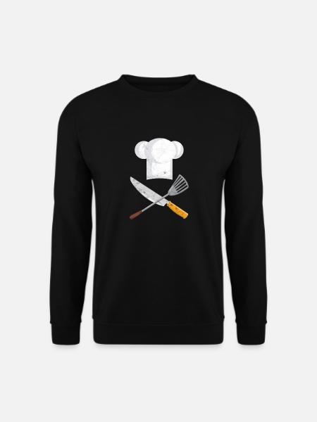 Koch Geschenk Chef Kochmütze Messer Bratpfanne - Unisex Pullover - Schwarz