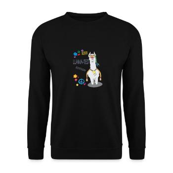 LLAMA-TED - Lustiges Lama-Motiv Geschenk Idee Peae - Unisex Pullover - Schwarz - Vorne - Alina (178cm) & Michal (187cm)