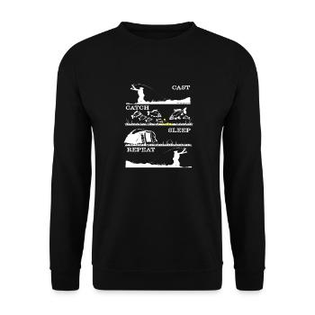 cast catch sleep repeat _ Karpfenangeln Karpfen - Unisex Pullover - Schwarz - Vorne - Alina (178cm) & Michal (187cm)