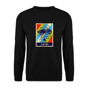 Surfen Retro Vintage Old School - Unisex Pullover - Schwarz - Vorne - Alina (178cm) & Michal (187cm)