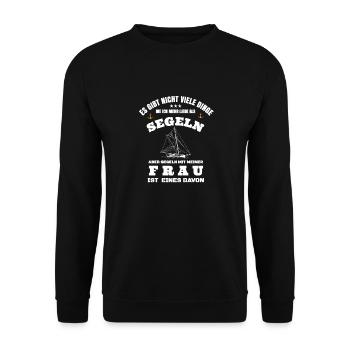 Segeln mit meiner Frau,Segler - Unisex Pullover - Schwarz - Vorne - Alina (178cm) & Michal (187cm)