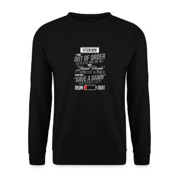 Je suis en rupture de stock jusqu'à nouvel ordre TShirt Gift - Sweat-shirt Unisexe - noir - Devant - Alina (178cm) & Michal (187cm)