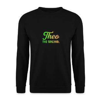 Mein Name ist Theo T-Shirt Vorname Kind - Unisex Pullover - Schwarz - Vorne - Alina (178cm) & Michal (187cm)
