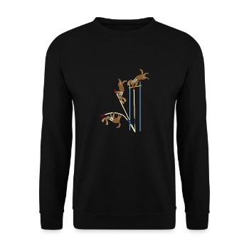 Stabhochsprung Hund - Unisex Pullover - Schwarz - Vorne - Alina (178cm) & Michal (187cm)