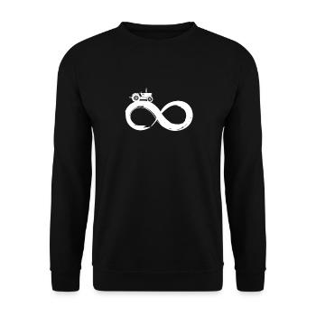 Infinity Traktor Für immer Traktor-Fan - Unisex Pullover - Schwarz - Vorne - Alina (178cm) & Michal (187cm)