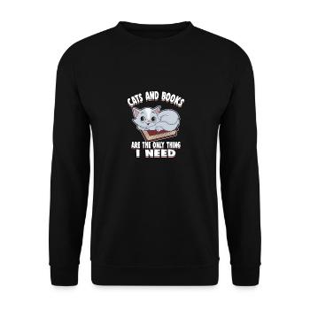 Chats lire des livres animaux amour livre idée cadeau - Sweat-shirt Unisexe - noir - Devant - Alina (178cm) & Michal (187cm)