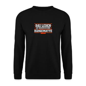 Das Leben ist besser in der Hängematte - Unisex Pullover - Schwarz - Vorne - Alina (178cm) & Michal (187cm)
